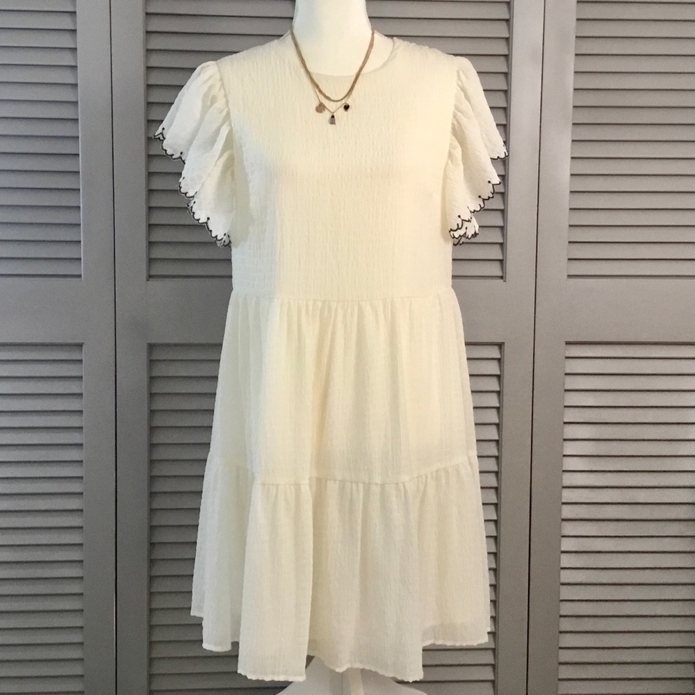 NWOT Who What Wear Ivory Tiered Dress - Picture 6 of 8
